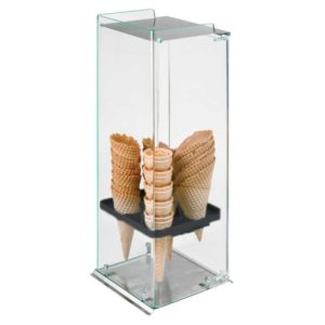 Βιτρίνα Plexiglass για Χωνάκια με Ανοξείδωτη Βάση και Καπάκι 5 Θέσεων | ICC01-5P-SS