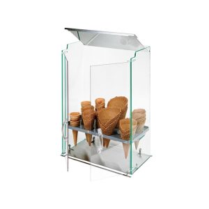 Βιτρίνα Plexiglass για Χωνάκια με Ανοξείδωτη Βάση και Καπάκι 10 Θέσεων | ICC04-10P-SS