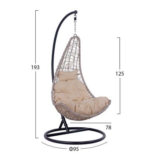 ΚΡΕΜΑΣΤΗ ΠΟΛΥΘΡΟΝΑ CHANDANI ΓΚΡΙ HM5288.02 ΜΕ ΜΑΞΙΛΑΡΙ Φ95 x 193 cm.