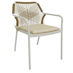 ΠΟΛΥΘΡΟΝΑ ΑΛΟΥΜΙΝΙΟΥ ΛΕΥΚΗ ΜΕ WICKER ΜΠΕΖ ΚΑΙ ΜΑΞΙΛΑΡΙ HM5865.02 53,5x58x84,5Υεκ