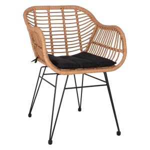 ΠΟΛΥΘΡΟΝΑ ALLEGRA ΕΠΑΓΓΕΛΜ. ΜΕΤΑΛΛΙΚΗ RATTAN ΜΠΕΖ & ΜΑΥΡΟ ΜΑΞΙΛΑΡΙ HM5450.11 57x58,5x81 εκ.