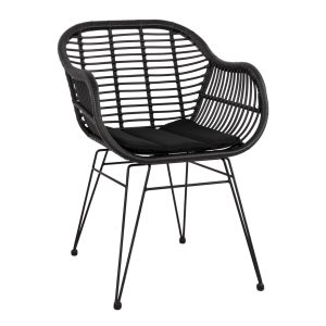 ΠΟΛΥΘΡΟΝΑ ΜΕ ΜΑΞΙΛΑΡΙ ΜΕΤΑΛΛΙΚΗ ALLEGRA HM5450.22 ΜΕ WICKER ΜΑΥΡΟ 57,5x60x82Υ εκ.