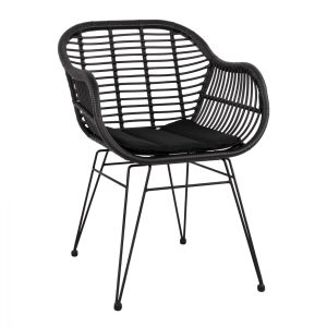 ΠΟΛΥΘΡΟΝΑ ΜΕ ΜΑΞΙΛΑΡΙ ΜΕΤΑΛΛΙΚΗ ALLEGRA HM5450.02 ΜΕ WICKER ΜΑΥΡΟ ΧΡΩΜΑ 58x59x82 εκ.