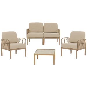 ΣΕΤ ΣΑΛΟΝΙ 4ΤΜΧ ΠΟΛΥΠΡΟΠΥΛΕΝΙΟΥ ΚΑΠΟΥΤΣΙΝΟ-ΜΠΕΖ ΜΑΞΙΛΑΡΙΑ HM5932.02