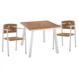 ΣΕΤ ΤΡΑΠΕΖΑΡΙΑ 3ΤΜΧ ΤΡΑΠΕΖΙ ΑΛΟΥΜΙΝΙΟΥ 80X80 & ΠΟΛΥΘΡΟΝΕΣ ΛΕΥΚΕΣ HM11441