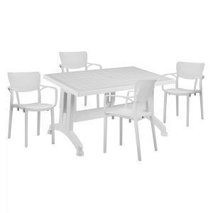 ΣΕΤ ΤΡΑΠΕΖΑΡΙΑ 5ΤΜΧ ΤΡΑΠΕΖΙ ΠΟΛΥΠΡΟΠΥΛΕΝΙΟΥ 120Χ70 & ΠΟΛΥΘΡΟΝΕΣ ΛΕΥΚΕΣ HM11455