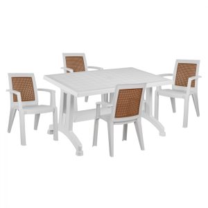 ΣΕΤ ΤΡΑΠΕΖΑΡΙΑ 5ΤΜΧ ΤΡΑΠΕΖΙ ΠΟΛΥΠΡΟΠΥΛΕΝΙΟΥ 120Χ70 & ΠΟΛΥΘΡΟΝΕΣ ΔΙΑΤΡΗΤΕΣ HM11458