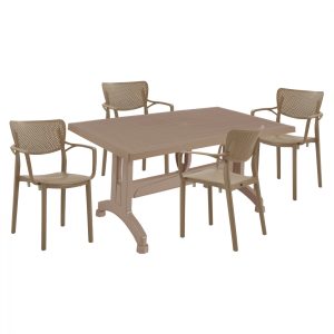 ΣΕΤ ΤΡΑΠΕΖΑΡΙΑ 5ΤΜΧ ΤΡΑΠΕΖΙ ΠΟΛΥΠΡΟΠΥΛΕΝΙΟΥ 120Χ70 & ΠΟΛΥΘΡΟΝΕΣ ΚΑΠΟΥΤΣΙΝΟ HM11460