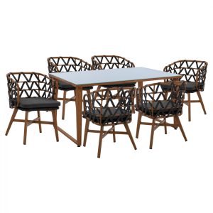 ΣΕΤ ΤΡΑΠΕΖΑΡΙΑ 7ΤΜΧ ΤΡΑΠΕΖΙ 160X90 & ΠΟΛΥΘΡΟΝΕΣ ΑΛΟΥΜΙΝΙΟΥ HM11445