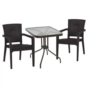 ΣΕΤ ΤΡΑΠΕΖΑΡΙΑΣ 3ΤΜΧ ΤΡΑΠΕΖΙ 60Χ60 & ΠΟΛΥΘΡΟΝΕΣ ΠΟΛΥΠ/ΝΙΟΥ RECYCLED ΚΑΦΕ HM10614.13