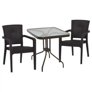 ΣΕΤ ΤΡΑΠΕΖΑΡΙΑΣ 3ΤΜΧ ΤΡΑΠΕΖΙ 70Χ70 & ΠΟΛΥΘΡΟΝΕΣ ΠΟΛΥΠ/ΝΙΟΥ RECYCLED ΚΑΦΕ HM10613.13