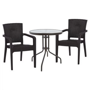 ΣΕΤ ΤΡΑΠΕΖΑΡΙΑΣ 3ΤΜΧ ΤΡΑΠΕΖΙ Φ60 & ΠΟΛΥΘΡΟΝΕΣ ΠΟΛΥΠ/ΝΙΟΥ RECYCLED ΚΑΦΕ HM10616.13