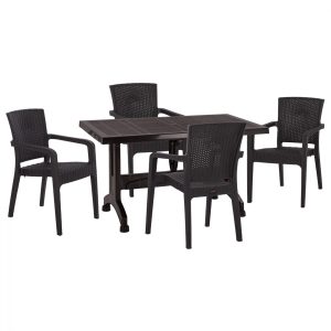 ΣΕΤ ΤΡΑΠΕΖΑΡΙΑΣ 5ΤΜΧ ΜΕ ΤΡΑΠ. 120Χ70 & ΠΟΛΥΘΡΟΝΕΣ ΠΟΛΥΠ/ΝΙΟΥ REC/LED ΚΑΦΕ HM10580.13