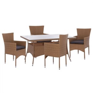 ΣΕΤ ΤΡΑΠΕΖΑΡΙΑΣ 5ΤΜΧ ΤΡΑΠ. 150Χ90 & ΠΟΛΥΘΡΟΝΕΣ WICKER RATTAN ΜΠΕΖ ΚΑΦΕ HM11714.02