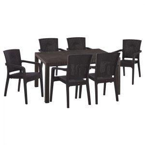 ΣΕΤ ΤΡΑΠΕΖΑΡΙΑΣ 57ΤΜΧ ΤΡΑΠΕΖΙ 150Χ90 & ΠΟΛΥΘΡΟΝΕΣ ΠΟΛΥΠ/ΝΙΟΥ RECYCLED ΚΑΦΕ HM10612.13