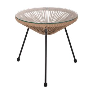 ΤΡΑΠΕΖΙ ΒΟΗΘΗΤΙΚΟ ALLEGRA ΜΑΥΡΟ ΜΕΤΑΛΛΟ ME TWISTED WICKER ΦΥΣΙΚΟ HM5873.01 Φ47Χ45Υεκ.
