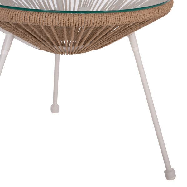 ΤΡΑΠΕΖΙ ΒΟΗΘΗΤΙΚΟ ALLEGRA ΜΕΤΑΛΛΟ ΛΕΥΚΟ ME TWISTED WICKER ΦΥΣΙΚΟ HM5873.02 Φ47Χ45Υεκ.