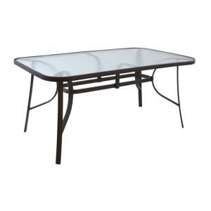 Τραπέζι Μεταλλικό Καφέ με Γυάλινη Επιφάνεια 160x90x72 εκ. HM5074.02