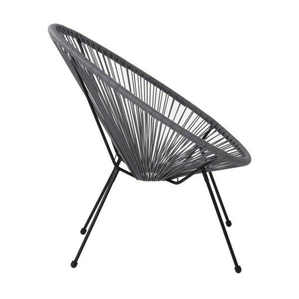 Acapulco Πολυθρόνα Μέταλλο Βαφή Μαύρο, Rattan Γκρι - Ε245.4