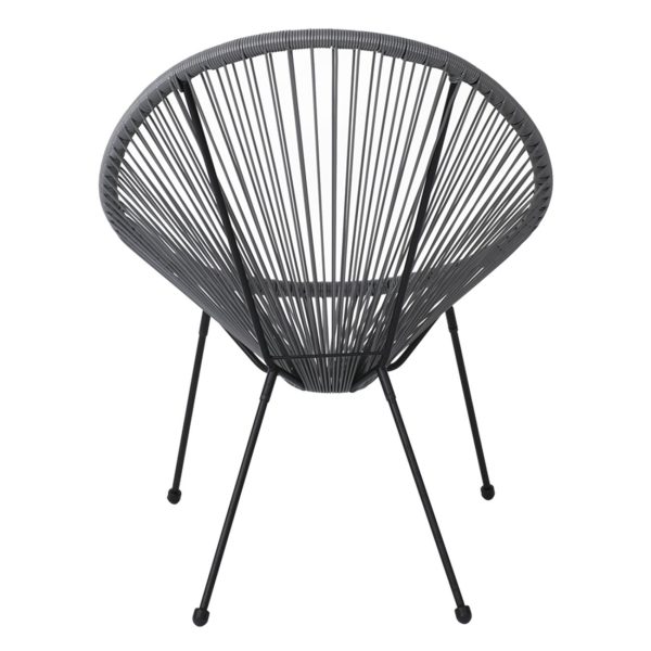 Acapulco Πολυθρόνα Μέταλλο Βαφή Μαύρο, Rattan Γκρι - Ε245.4