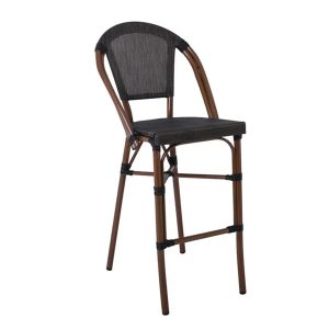 Costa Σκαμπό Bar με Πλάτη, Αλουμίνιο Απόχρωση Καρυδί, Textilene Μαύρο - Ε289 Διαγώνια Λήψη