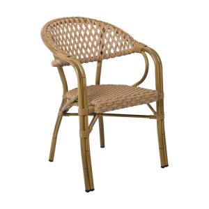 Vegera Rattan Πολυθρόνα Dining Αλουμίνιο Φυσικό, Wicker Φυσικό, Στοιβαζόμενη - Ε2580