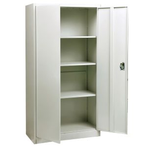 Μεταλλική Ντουλάπα Δίφυλλη με 4 Ράφια 90x40x185cm Άσπρο Ε6008 (2)
