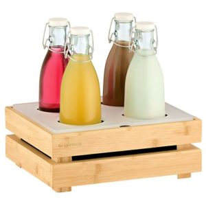 Crate Set Χυμού με 4 Φιάλες x 1L GN12 Οικολογικό Bamboo και Plexi Frost 32,5x26,5cm