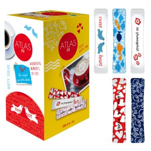 Λευκή Ζάχαρη Stick Μερίδα Atlas 3.5gr 200 Τεμάχια