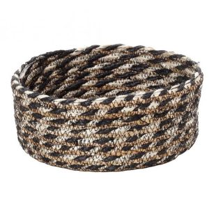 Καλάθι Ψάθινο Στρογγυλό Espiel Μπεζ-Μαύρο