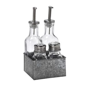 Μεταλλική Θήκη για Λαδόξυδο και Αλατοπίπερο Σετ 4