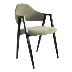 Delta Πολυθρόνα με Μέταλλο Μαύρο & Μπεζ Ύφασμα - ΕΜ130,3