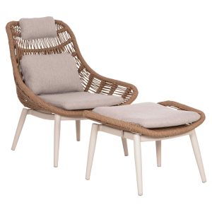 Πολυθρόνα Αλουμινίου Lounge με Υποπόδιο 90x85x96cm Μπεζ HM6561.02 (5)